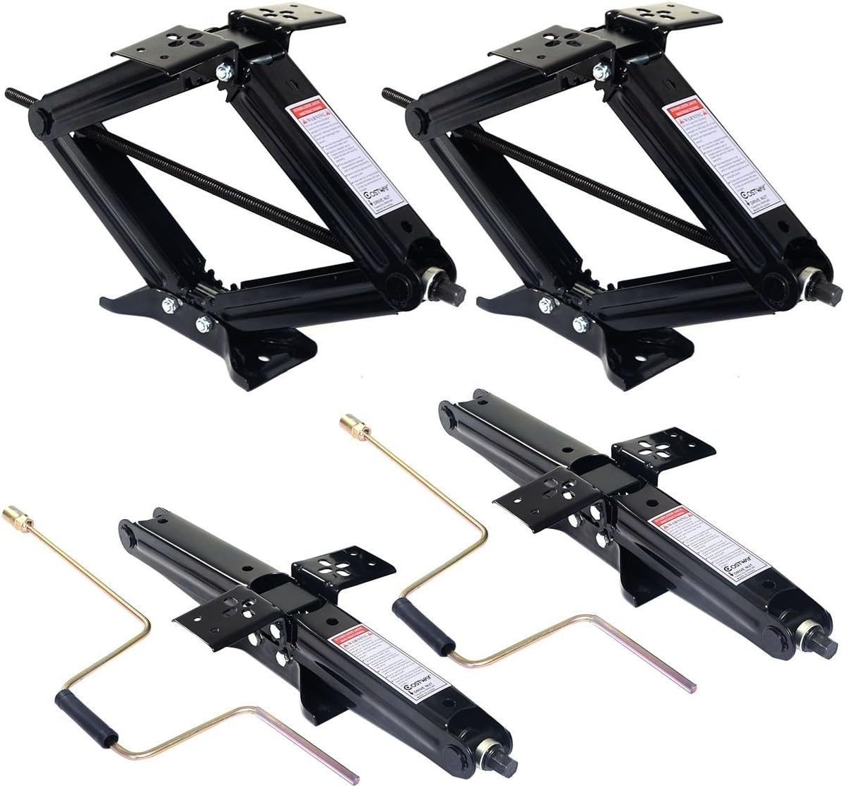 4Pcs Scissor Jack RV Camper Trailer Stabilizer with 2 Crank Handles 5000lb Steel K5452