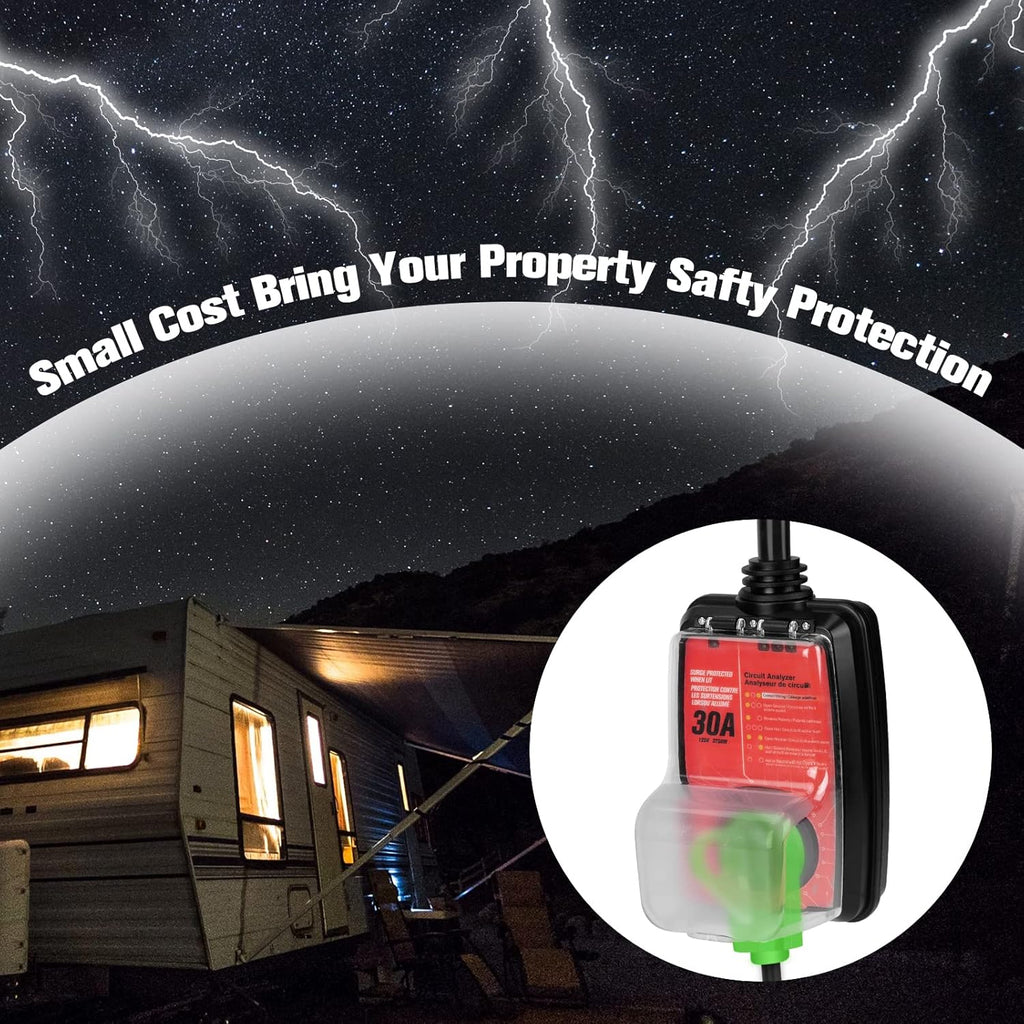 RV Surge Protector 30 Amp Circuit Analyzer with Waterproof Cover, Pack of 2 K507536