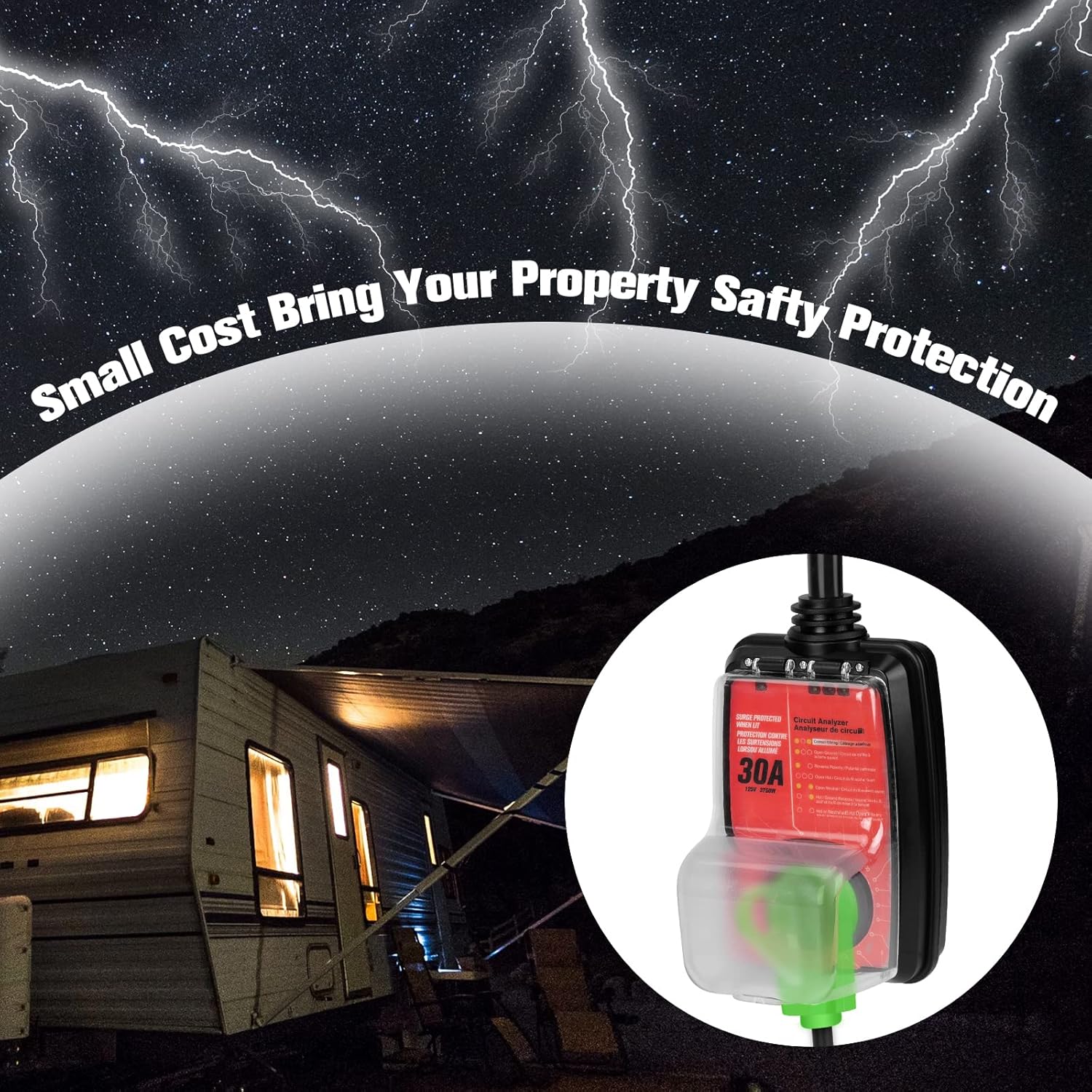 RV Surge Protector 30 Amp Circuit Analyzer with Waterproof Cover, Pack of 2 K507536