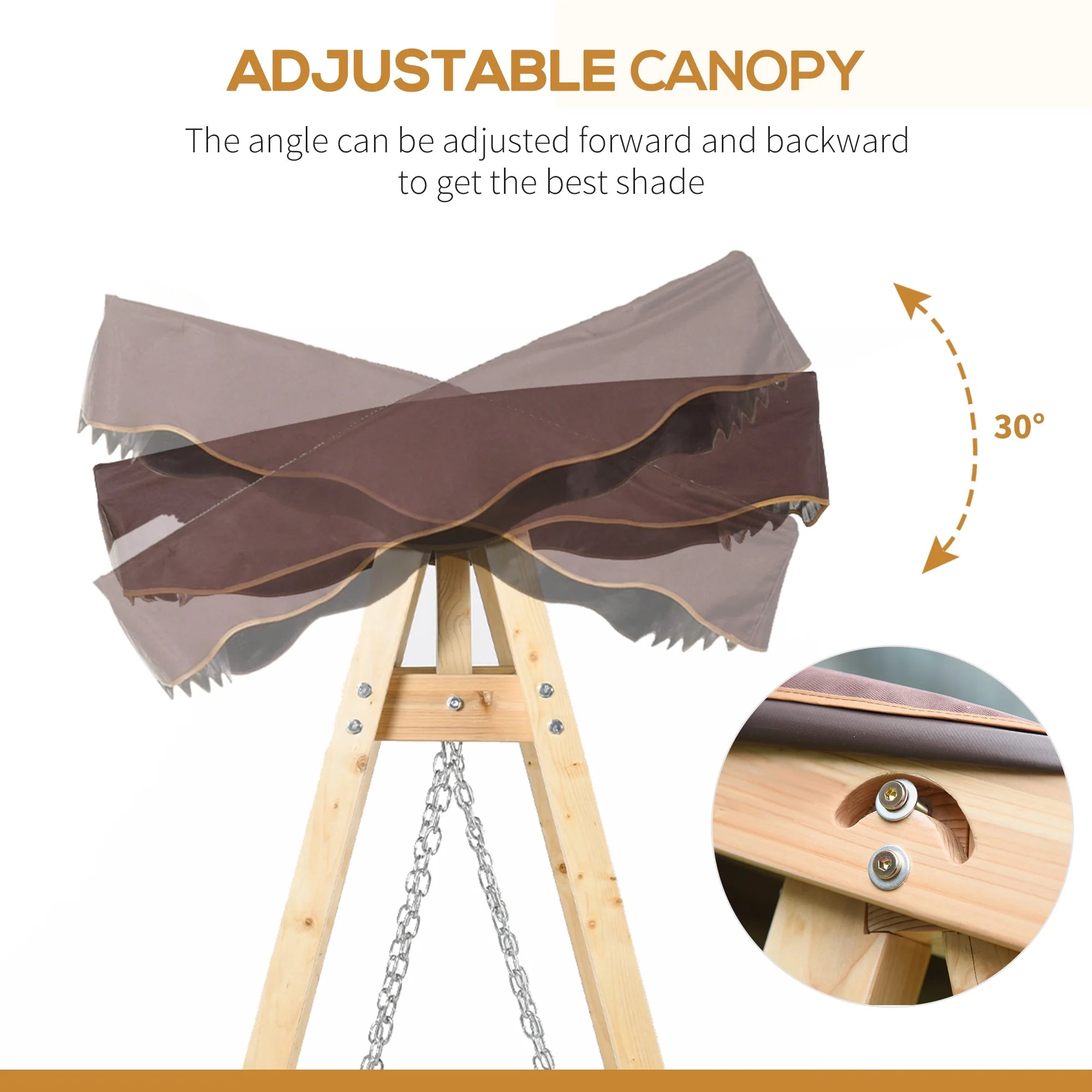2-Person Outdoor Porch Swing with Wooden Stand E857