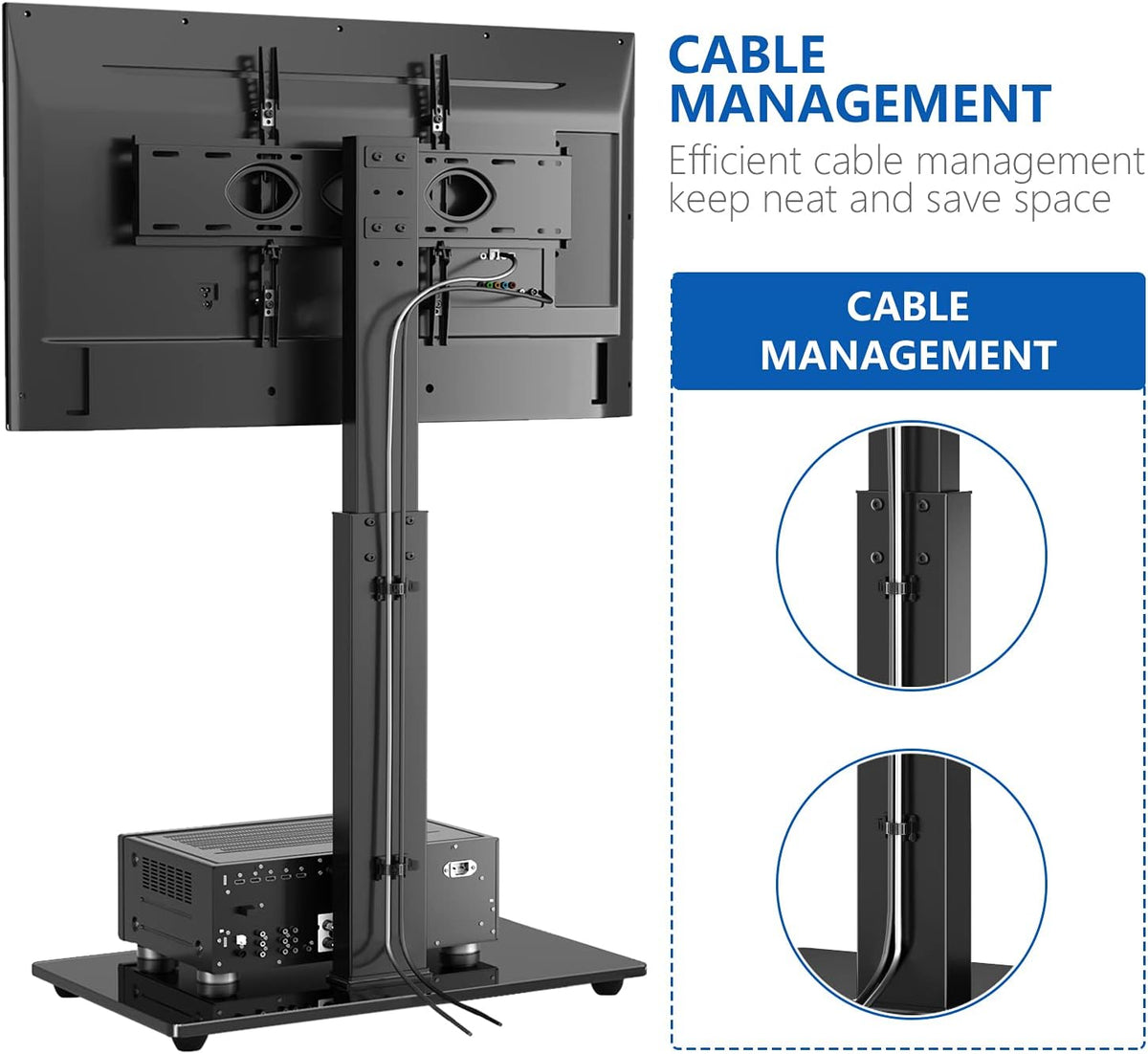 Black Swivel Floor TV Stand for 32-65 inch TVs, VESA 600x400mm U3696