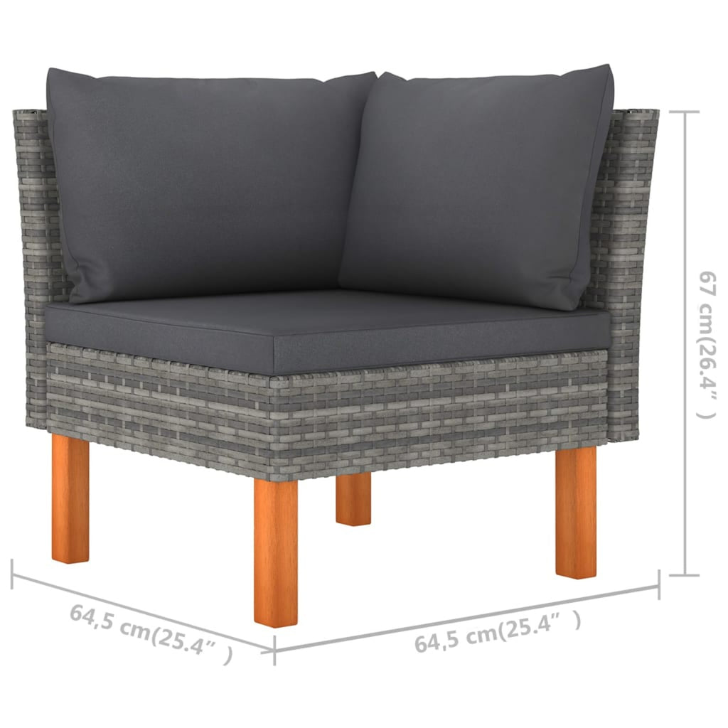 4 Piece Patio Set with Cushions Poly Rattan Gray R95687