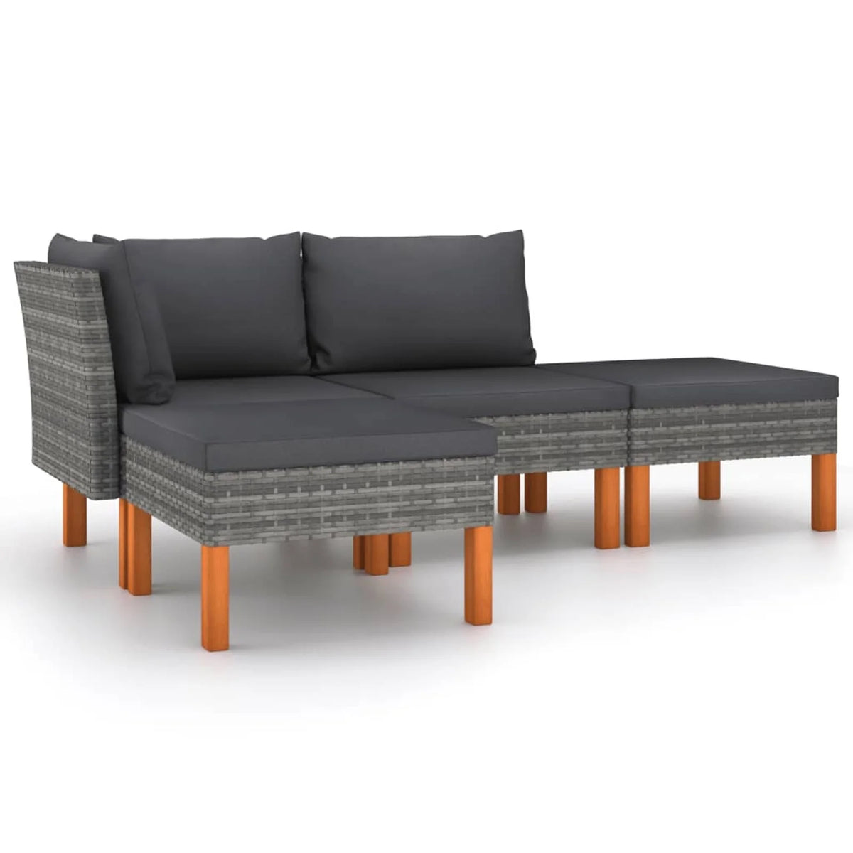 4 Piece Patio Set with Cushions Poly Rattan Gray R95687