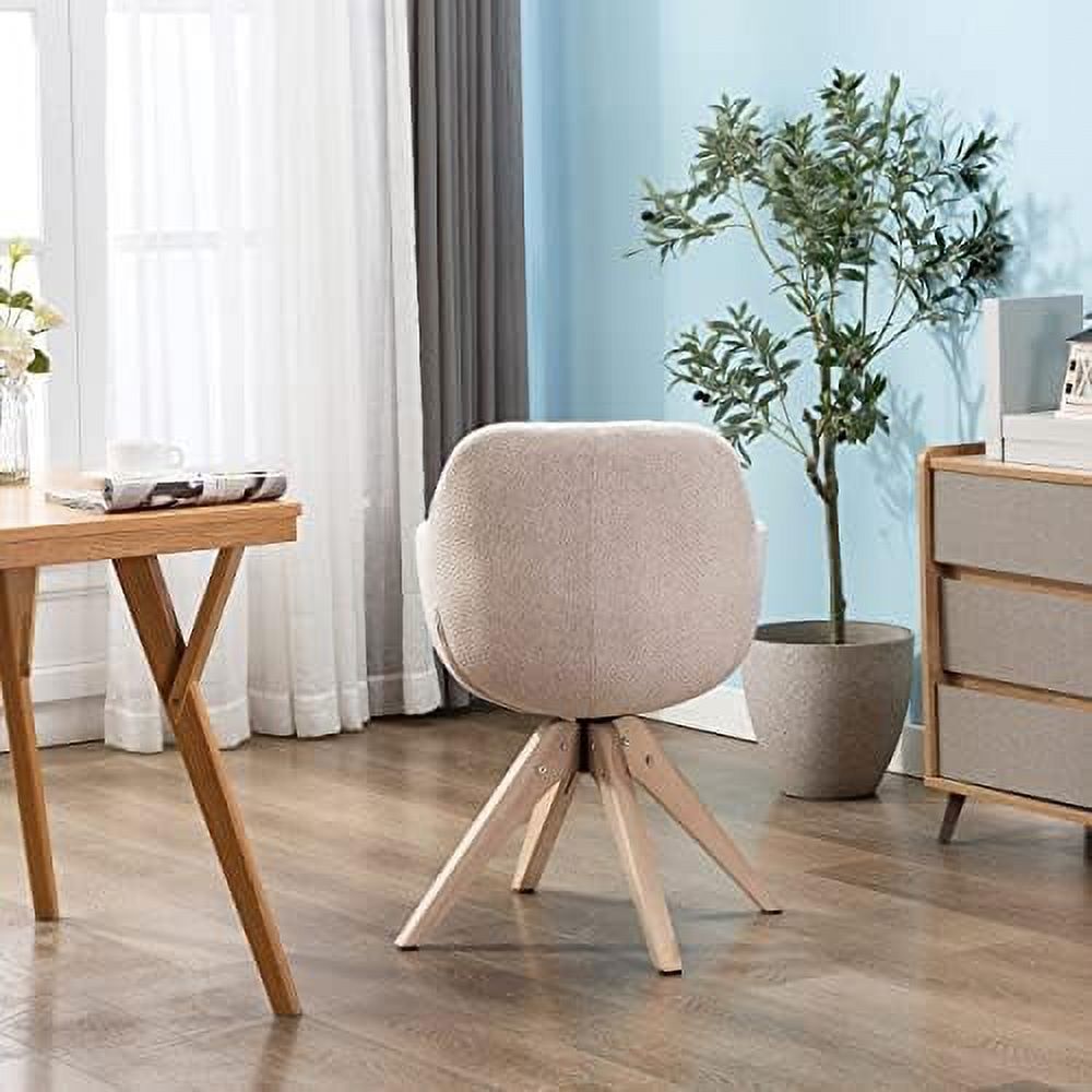 Light Grey Fabric Swivel Armchair with Black Oak Wood Legs M208