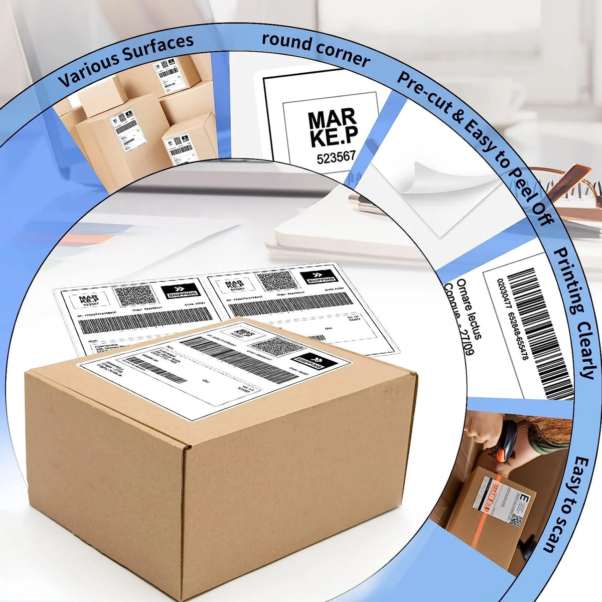 Half Sheet Labels with Rounded Corner, White Shipping Labels - 5-1/2" X 8-1/2" - 400 Labels R326