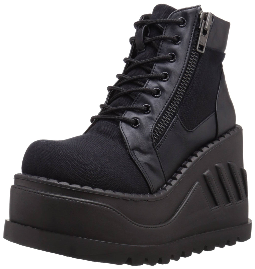 Black Canvas-Vegan Leather Stomp-10 Boots O146289