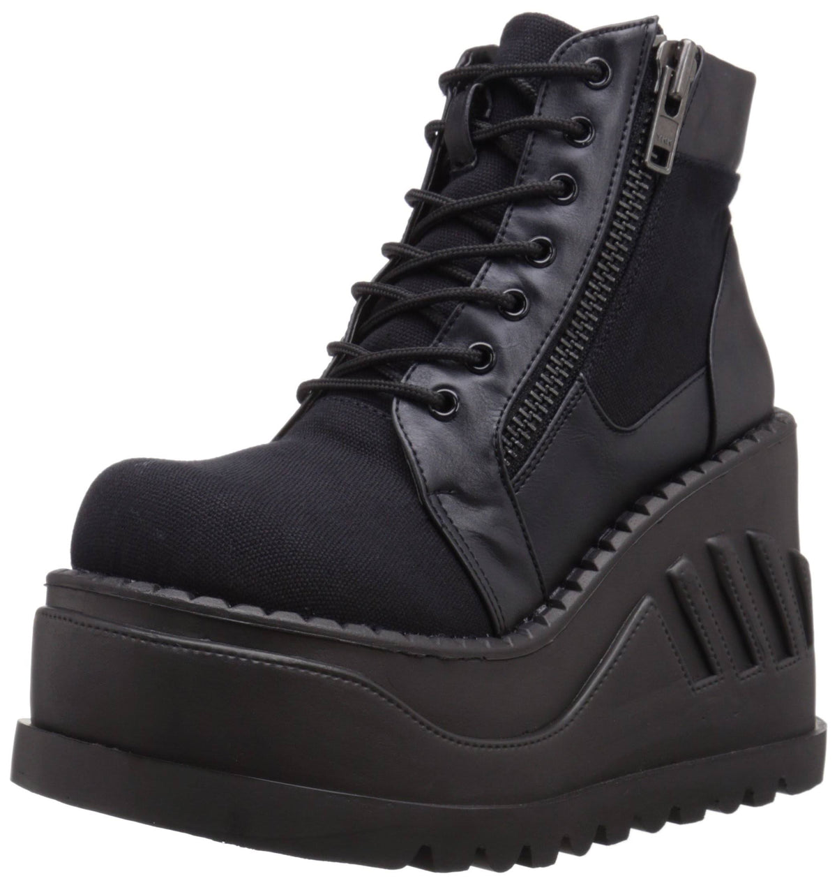 Black Canvas-Vegan Leather Stomp-10 Boots O146289