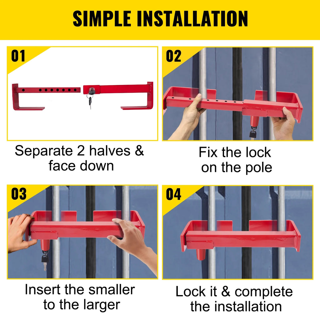 Red Powder-Coated Semi Truck Door Lock with 2 Keys D63445