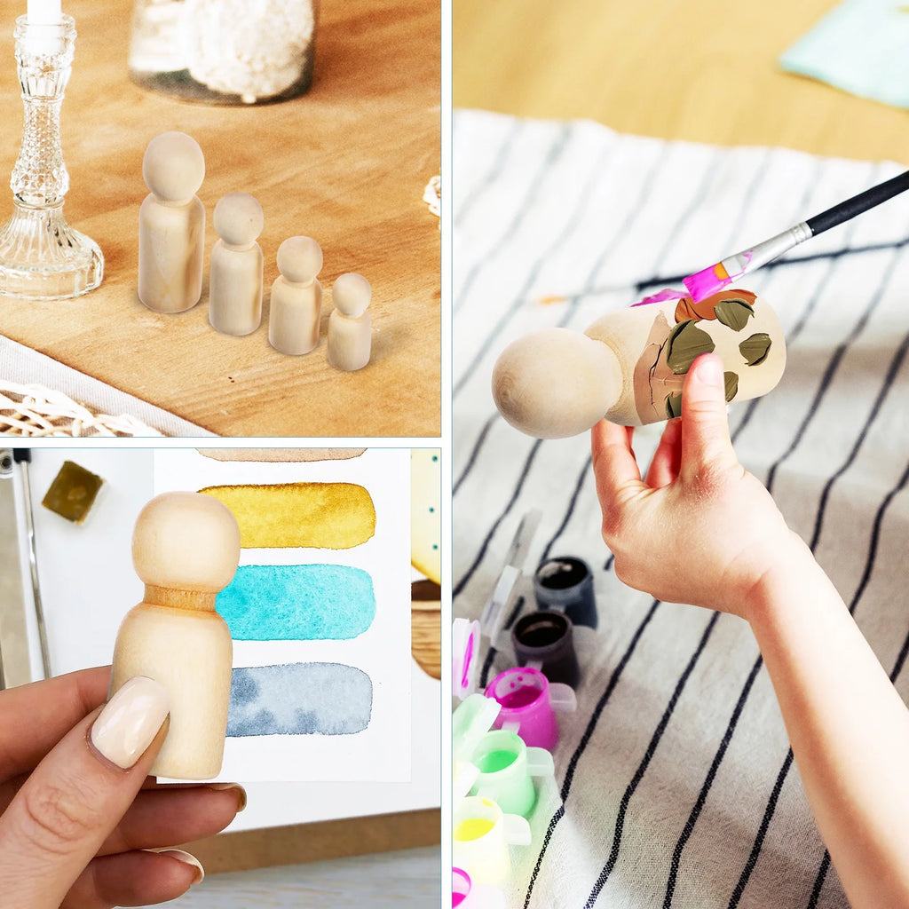 50 Pcs Wooden Peg Dolls Blank Craft Painting E280