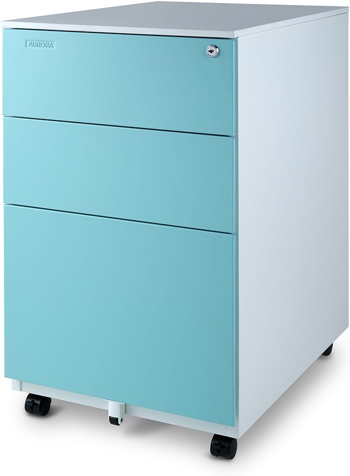 White 2-Drawer Metal Mobile File Cabinet with Lock S974010