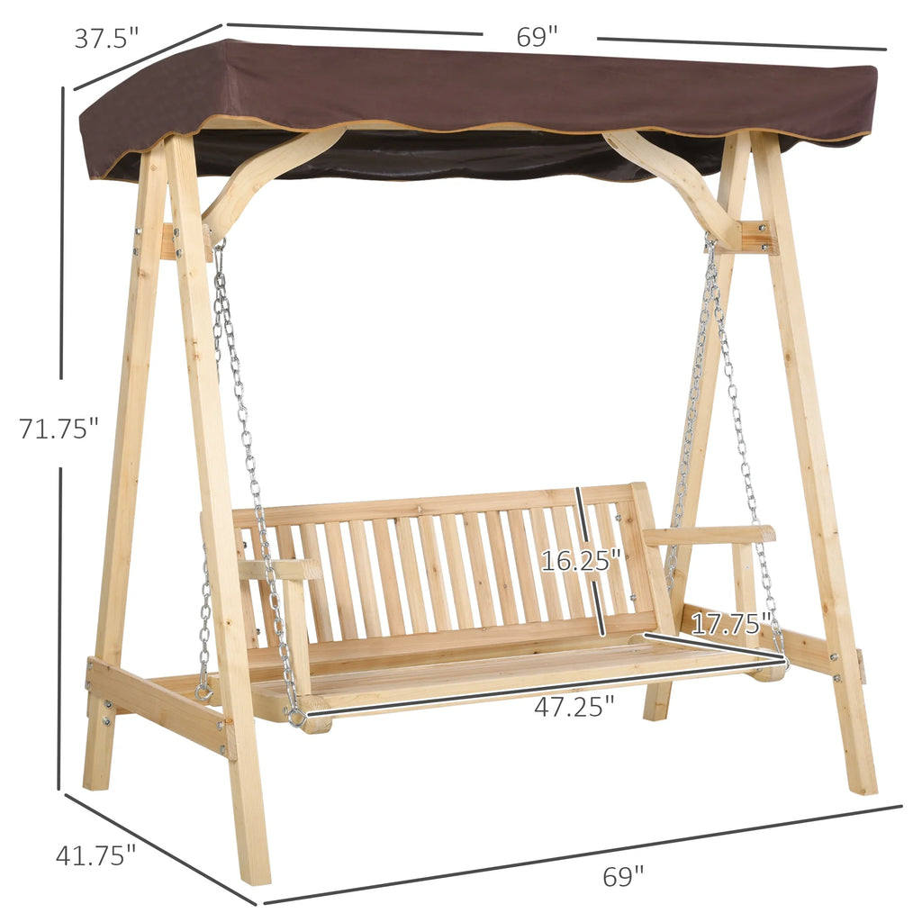 2-Person Outdoor Porch Swing with Wooden Stand E857