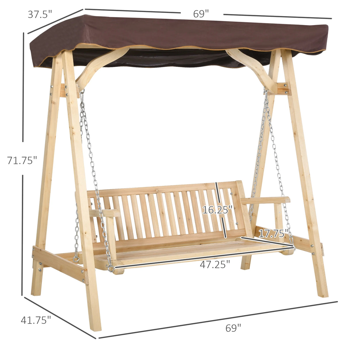 2-Person Outdoor Porch Swing with Wooden Stand E857