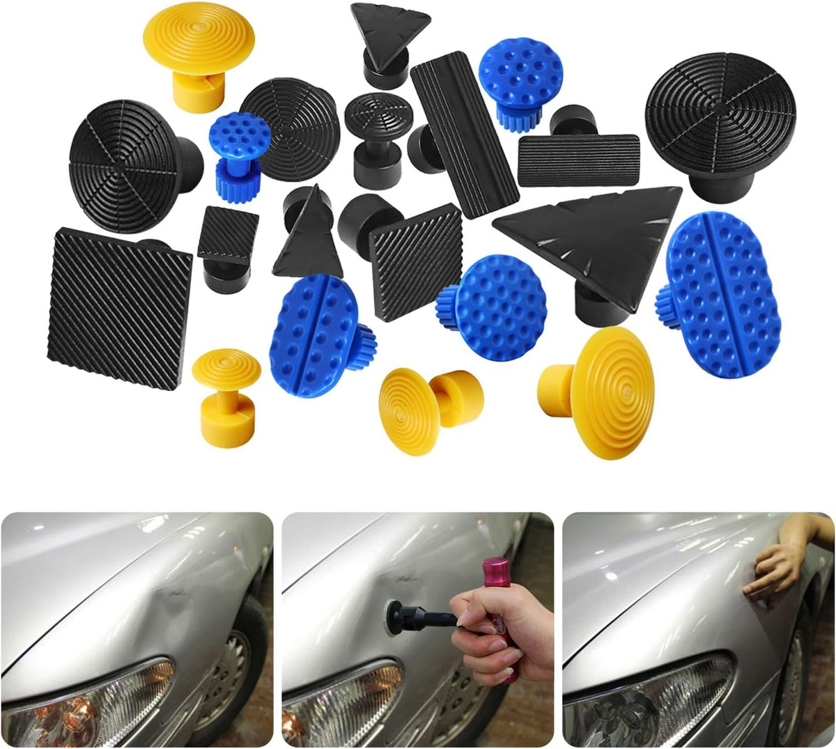 68 Pcs Auto Body Paintless Dent Removal Tools Kit LED Reflect Light Board Dent Lifter Bridge Puller Set D97335