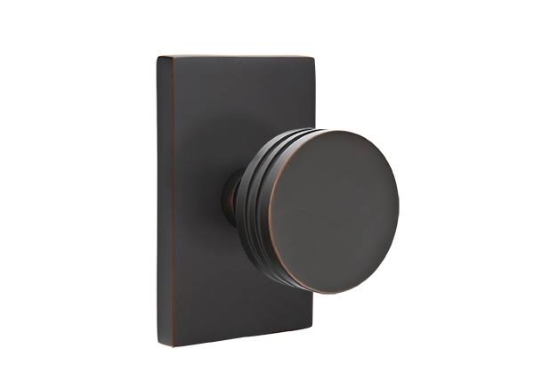 Oil Rubbed Bronze Modern Rectangular Rose Passage Knob E668