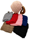 Winter Knit Beanie with Ponytail Holder Case of 36 L9541