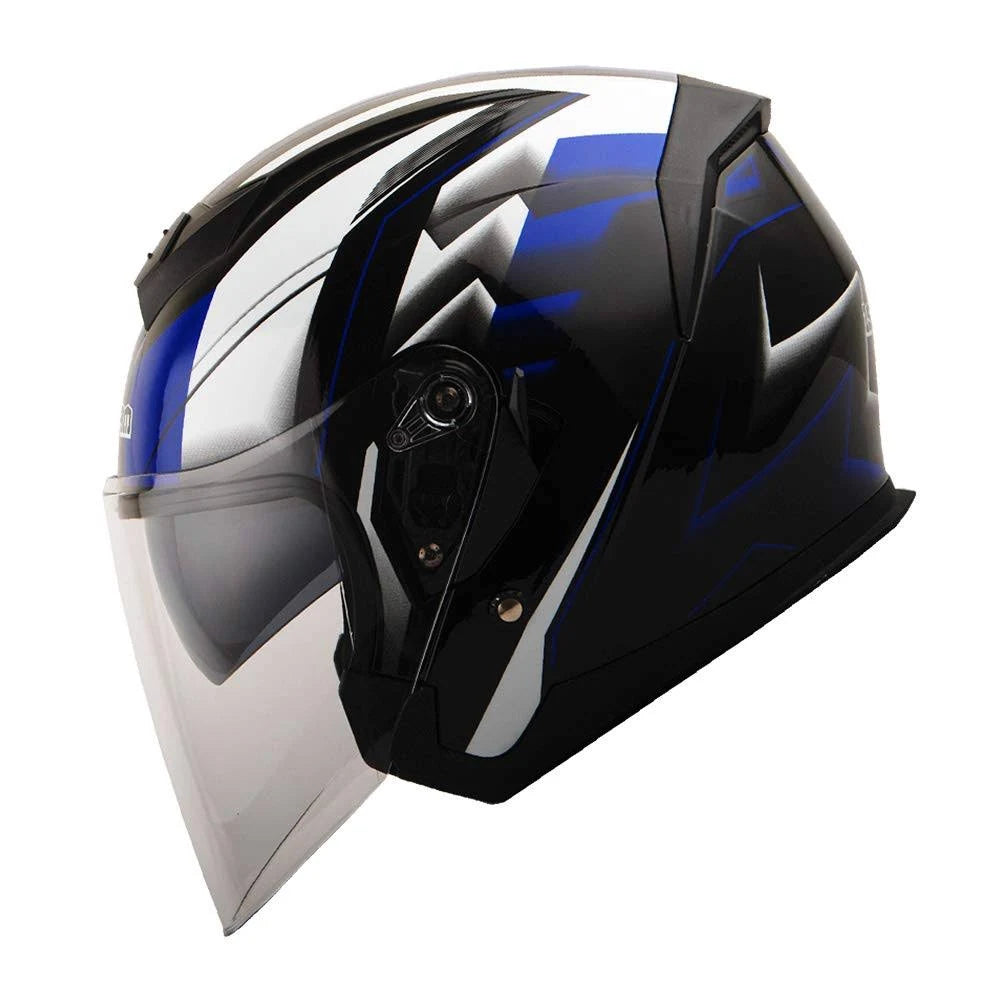 Large Blue Motorcycle Open Face Helmet I554948