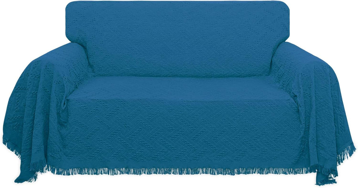 Geometrical Jacquard Sofa Cover for 3 Cushion Couch, 91x134 inch, Ivory G390814