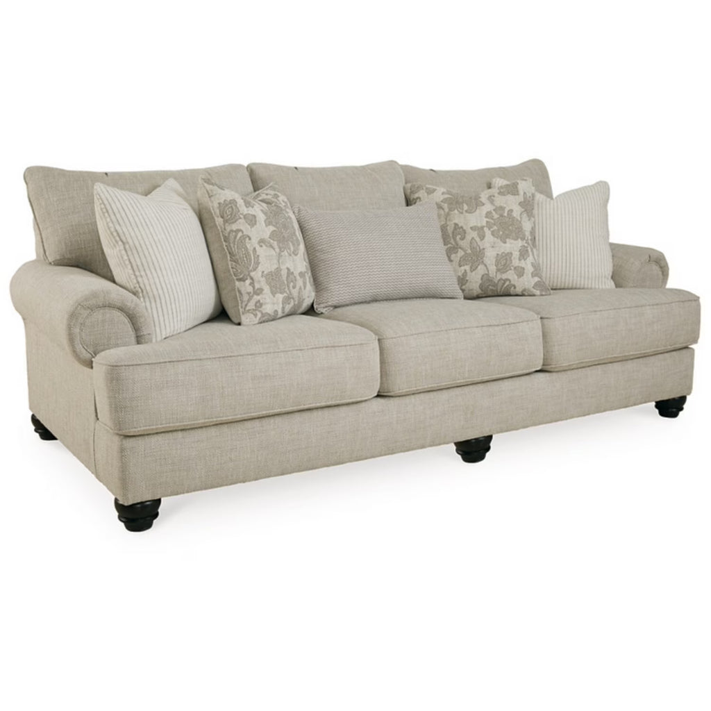 Beige Plush Sofa with 5 Throw Pillows P89117