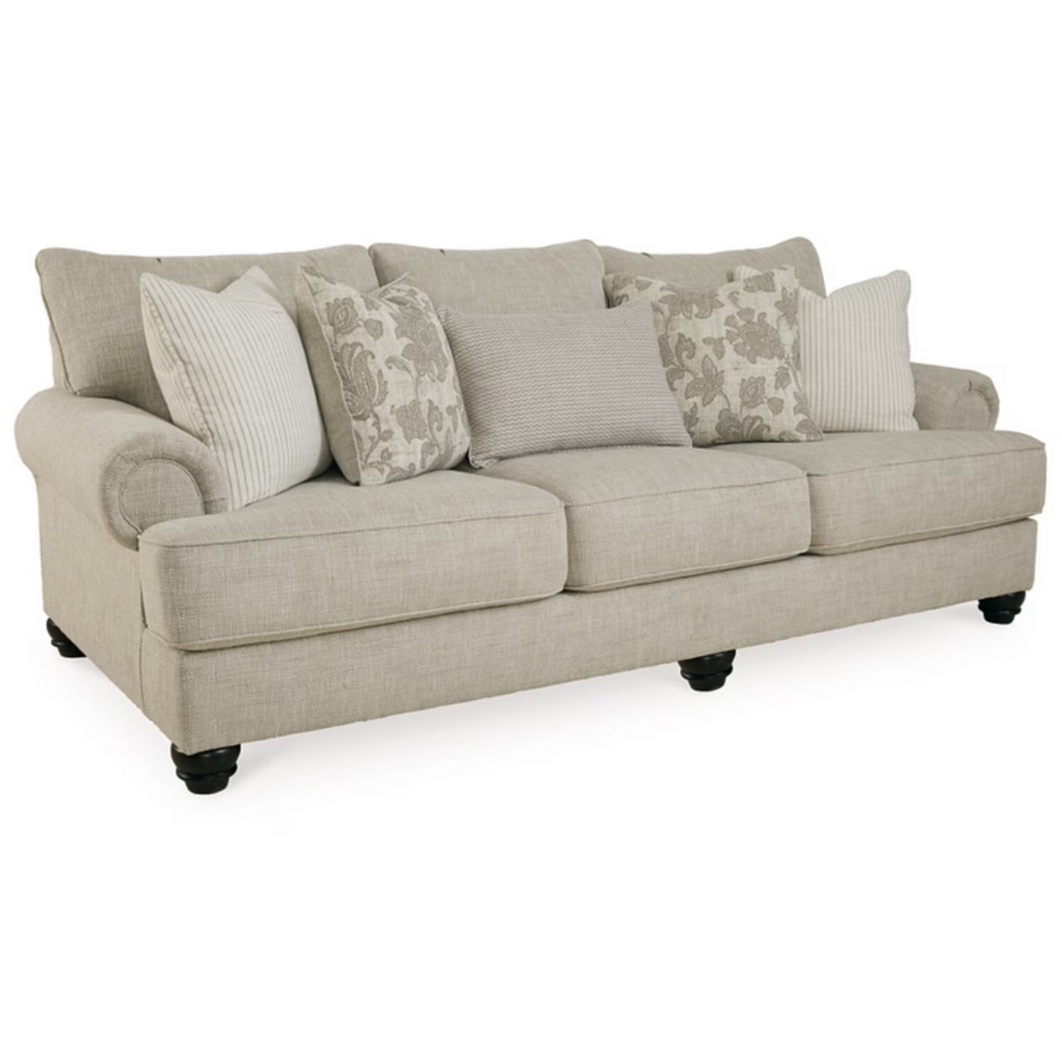 Beige Plush Sofa with 5 Throw Pillows P89117