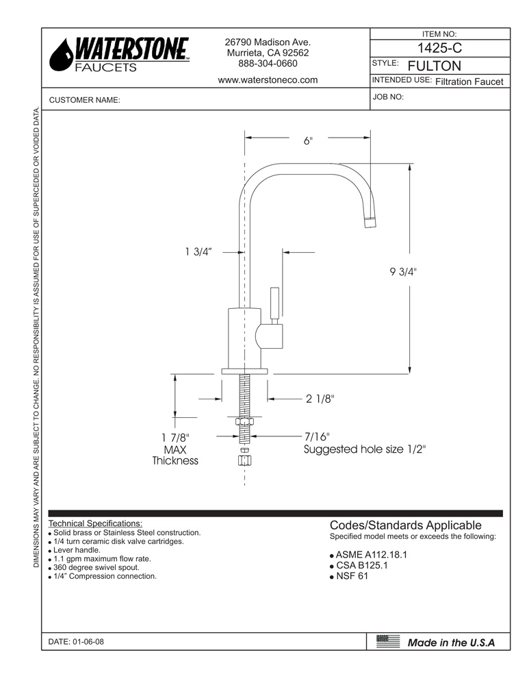 Satin Gold Hot Only Filtration Faucet J766795