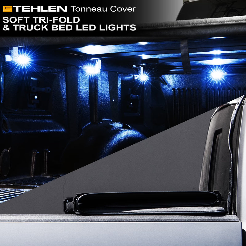 Soft Tri-Fold Tonneau Cover with Truck Bed LED Lights P645
