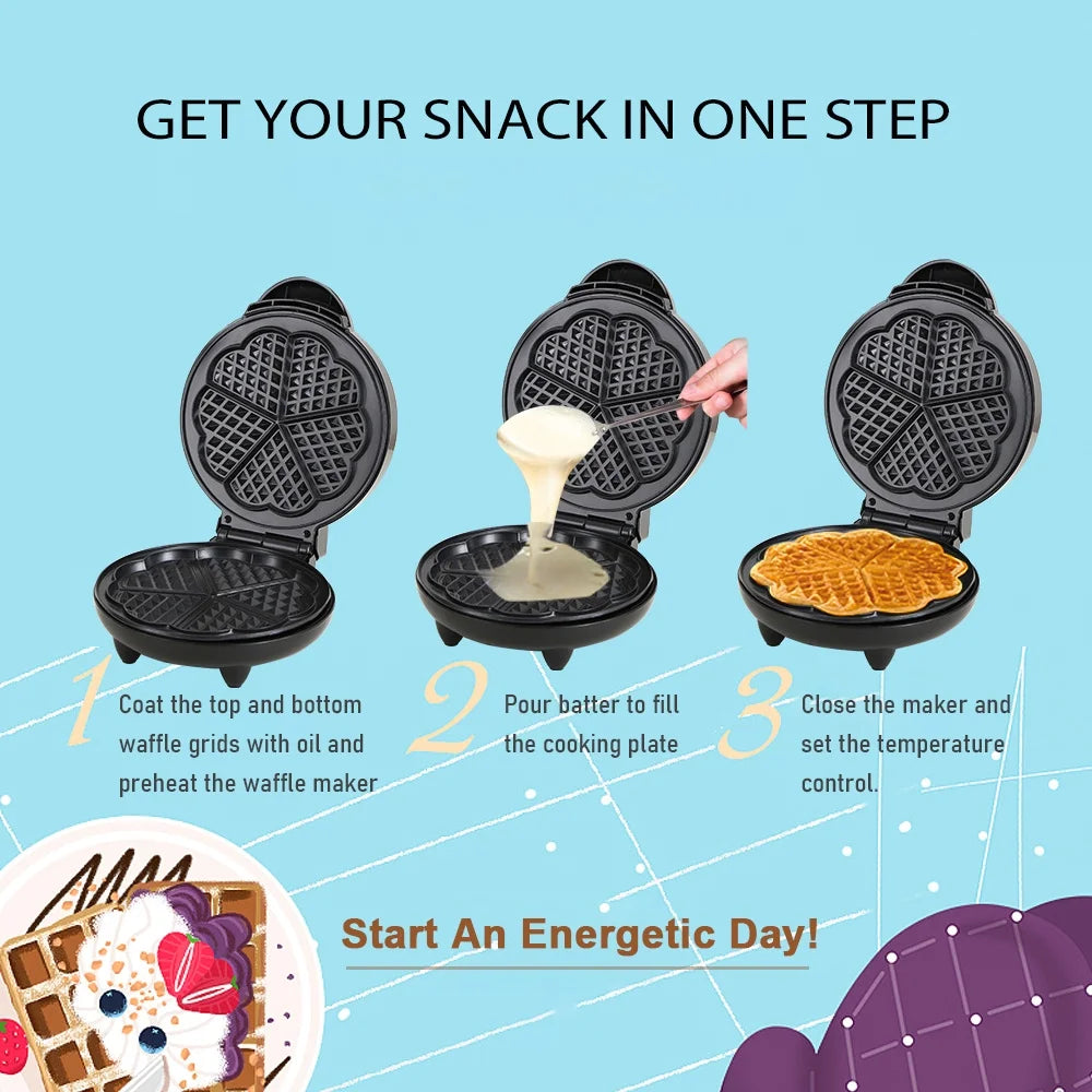 1000W Heart-Shaped Electric Waffle Maker X2116