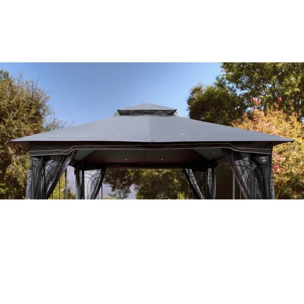 Gray 10 x 10 Ft Patio Gazebo Replacement Canopy Top Fabric E762161