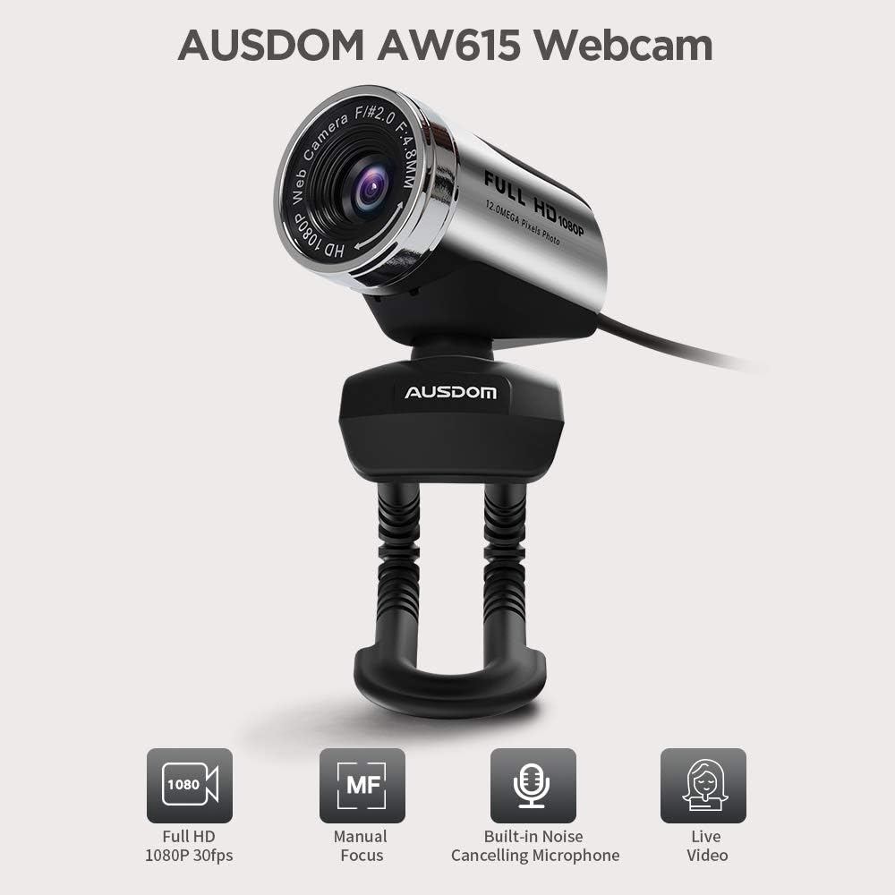 Full HD 1080P Wide Angle Webcam with Anti-Distortion, 90-Degree FOV, Pack of 2 V372