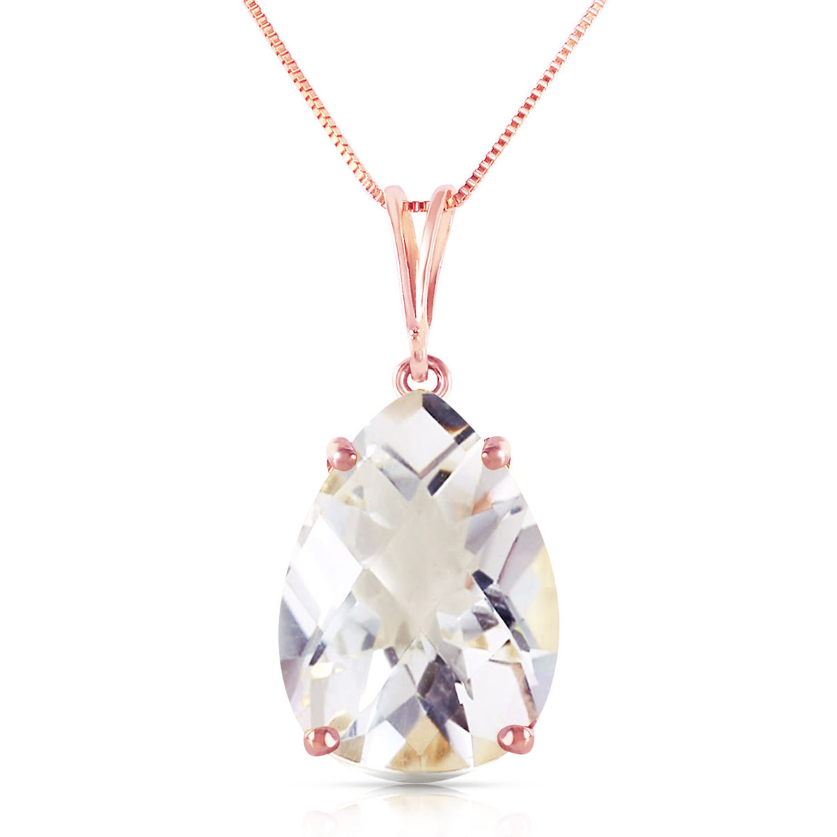 14k Rose Gold Teardrop White Topaz Pendant Necklace D9120