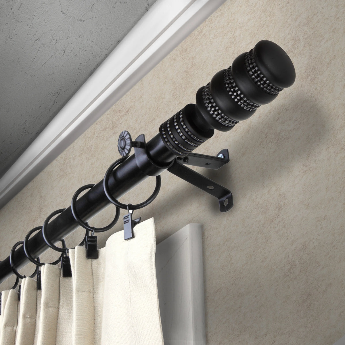 13/16" Bay Window Curtain Rod 20"-36", 38"-72" Black R115943
