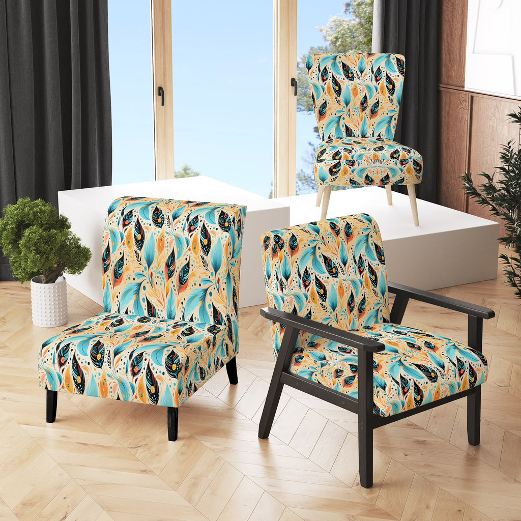 Upholstered Boho Accent Chair and Arm Chair D4361