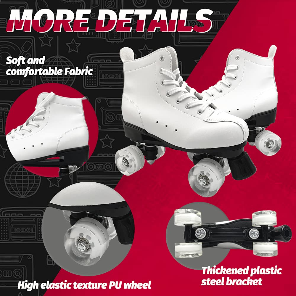 Retro White Quad Roller Skates (Size 10) Z828815