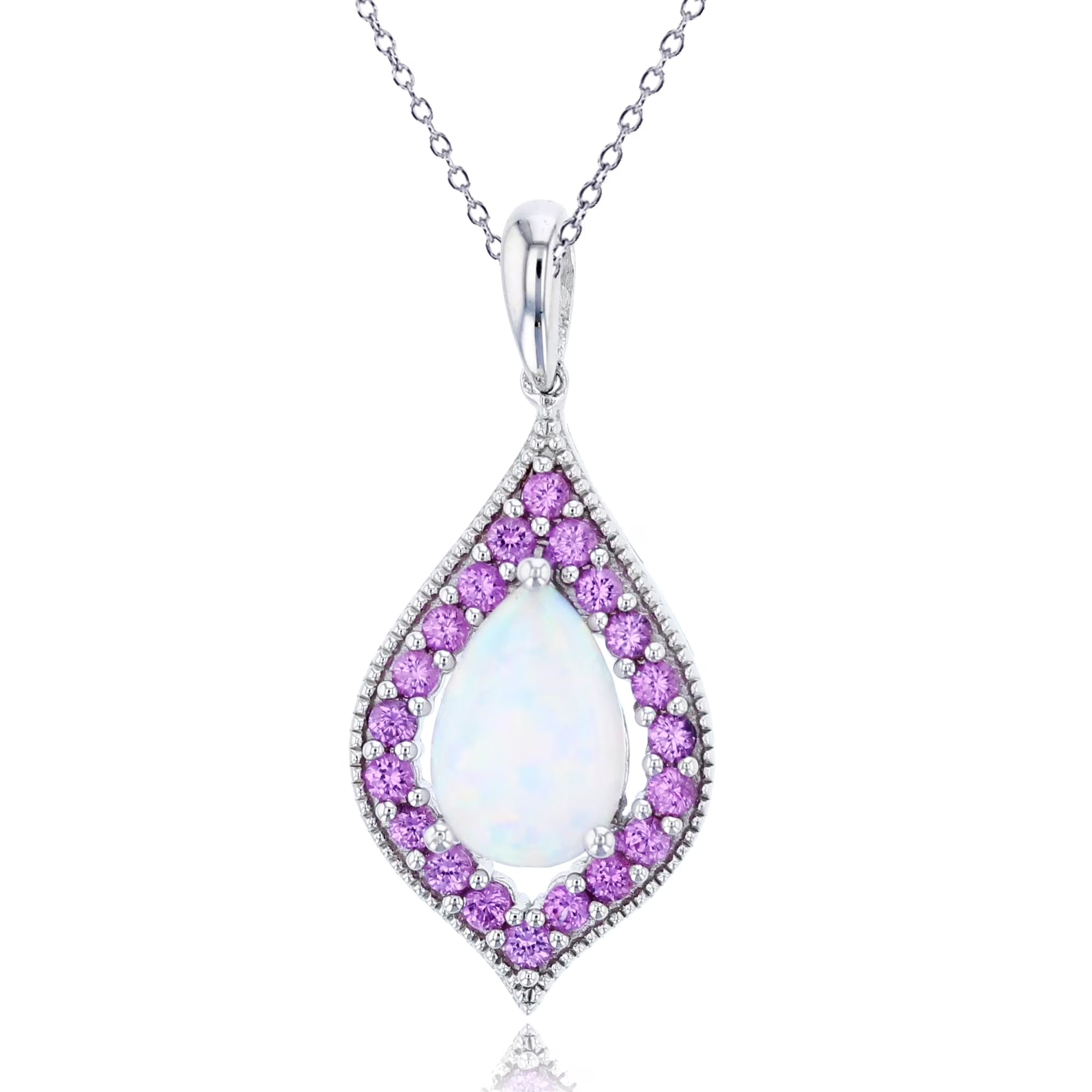 18" Created Opal & Created Pink Sapphire Necklace W388663