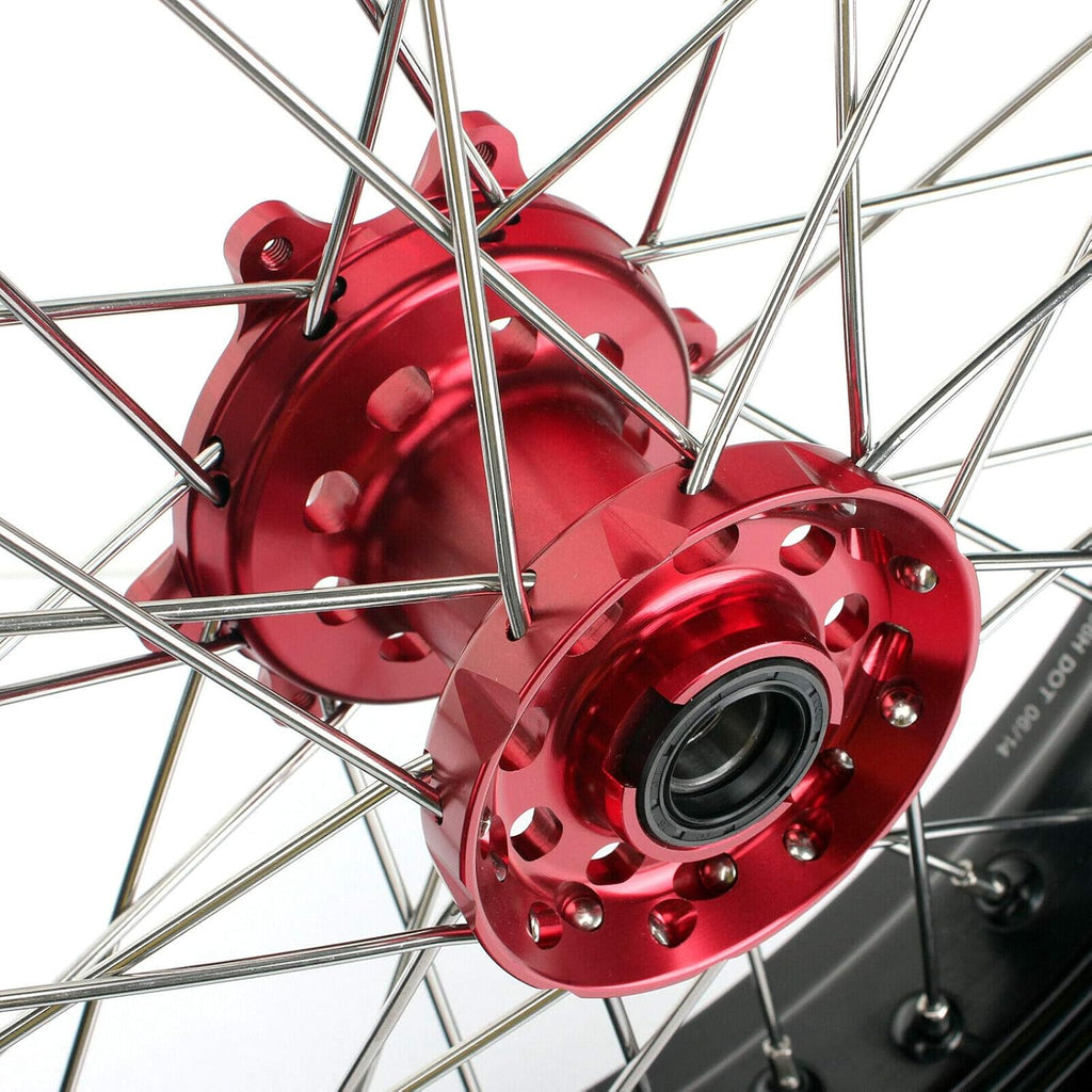 17 x 3.5 Supermoto Front Complete Wheel Set Rim Spokes Red Hub B927800