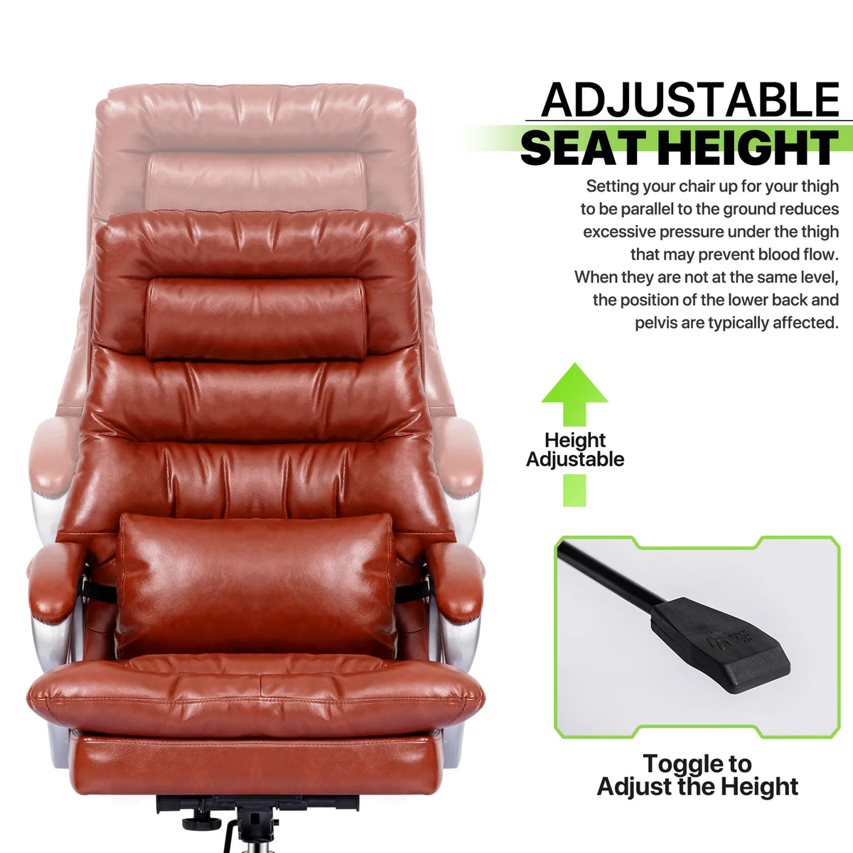 Brown PU Leather Swivel Office Chair Q469705