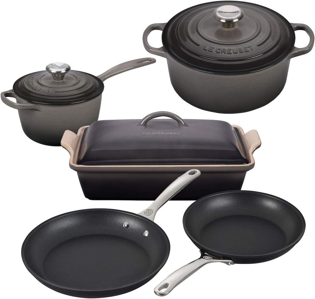 8 Piece Enameled Cast Iron Cookware Set with Nonstick Fry Pan K371