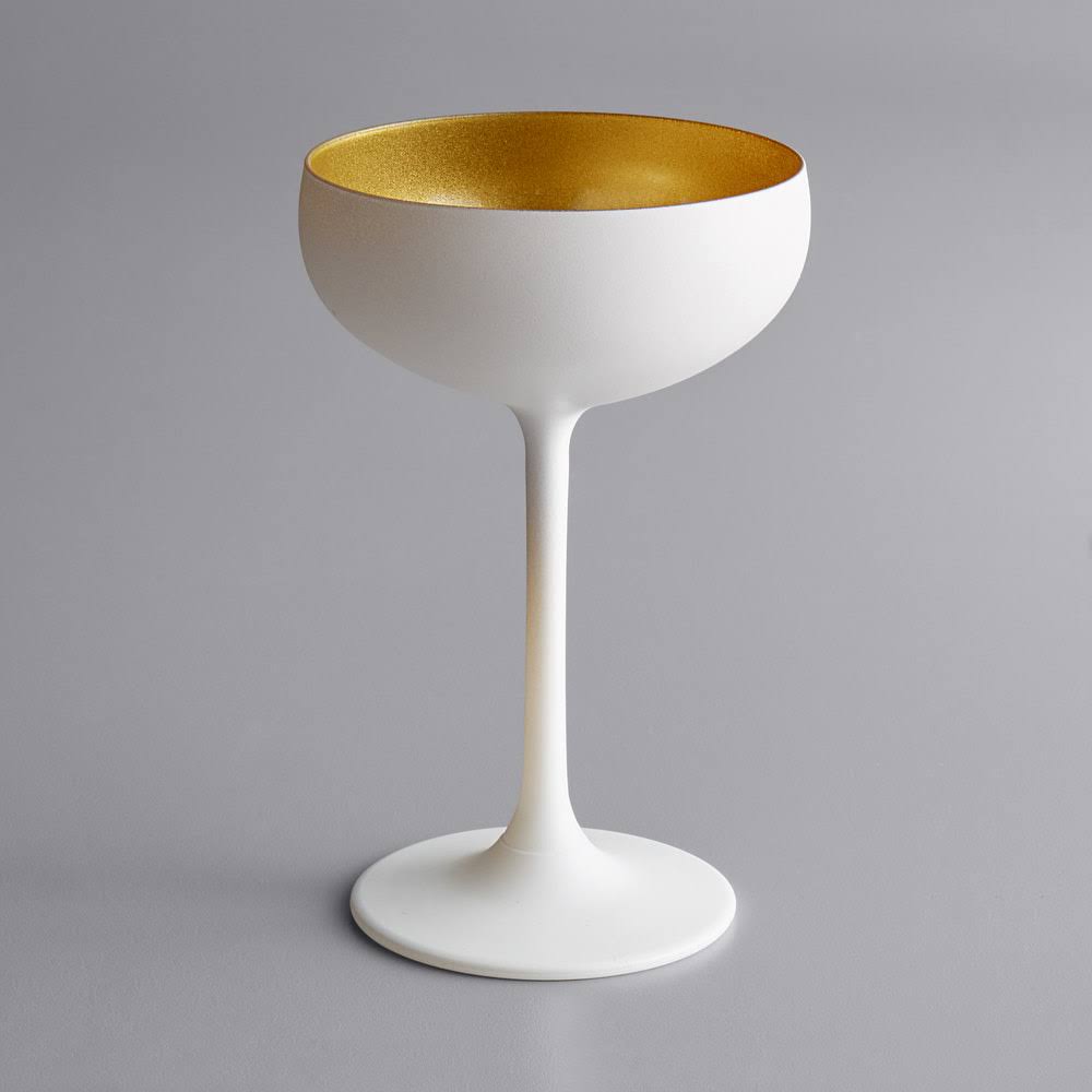 8 oz. Matte White/Gold Coupe Glass D5404