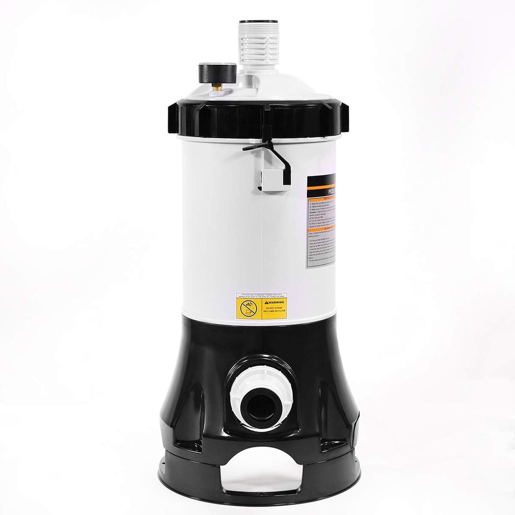White/Black Above Ground Pool Cartridge Filter System with Built-in Pump D265888