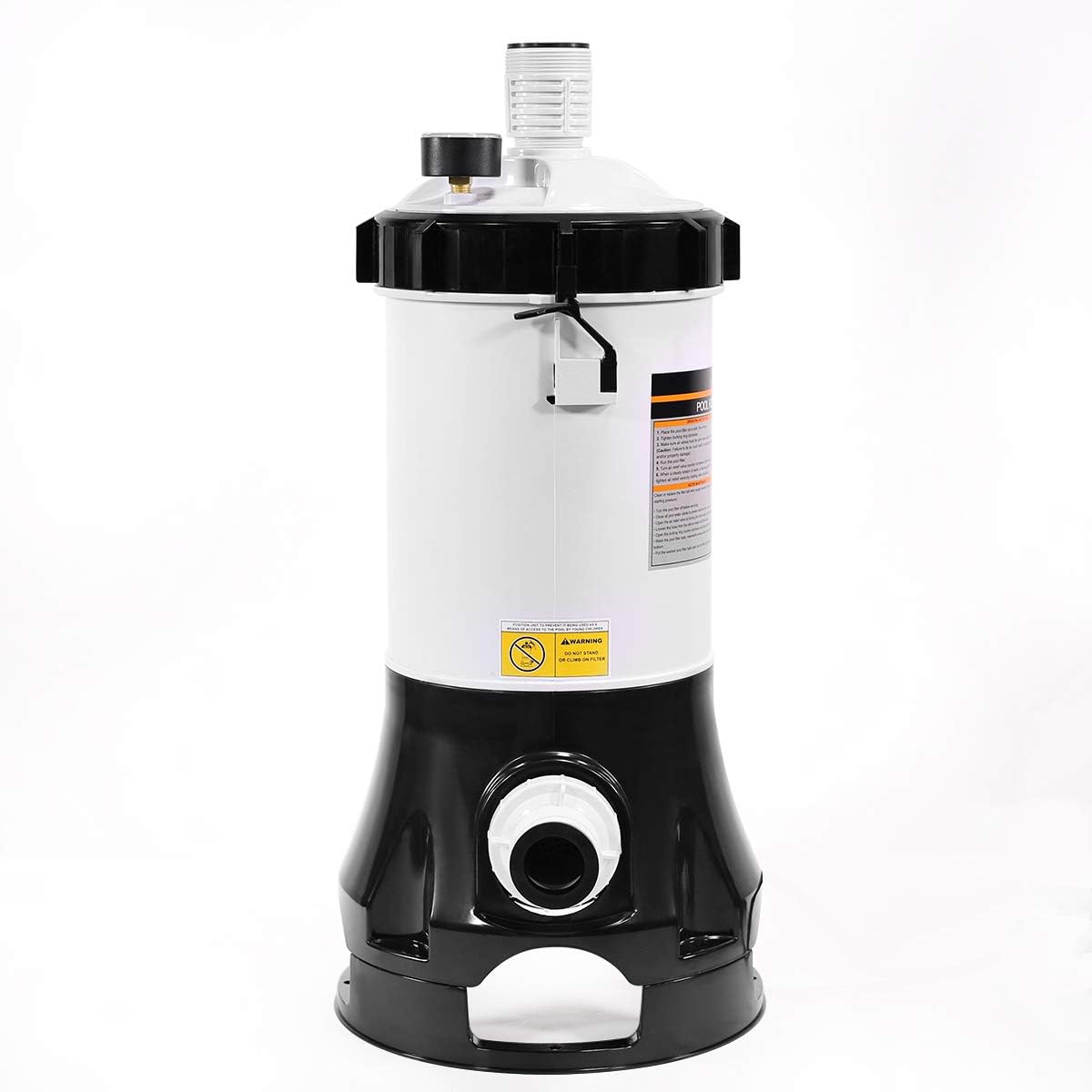 White/Black Above Ground Pool Cartridge Filter System with Built-in Pump D265888
