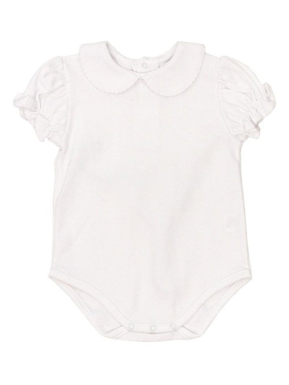 Girl's White S/S Knit Blouse/Onesie