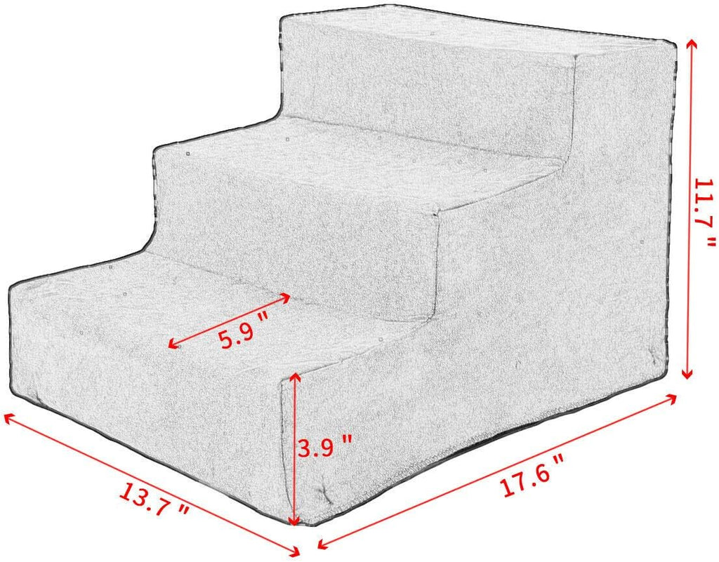 Pet Stairs 3 Steps Removable Non-Slip Dog Steps Pink Pack of 2 G5983