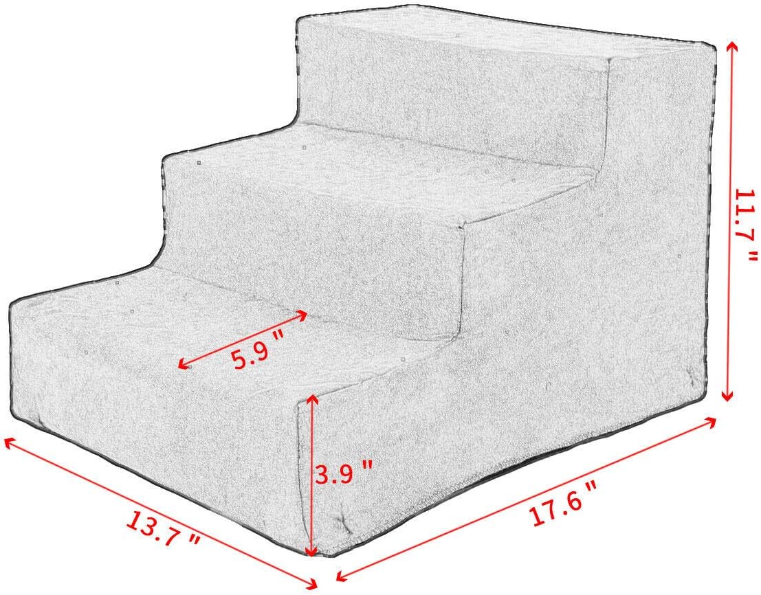 Pet Stairs 3 Steps Removable Non-Slip Dog Steps Pink Pack of 2 G5983