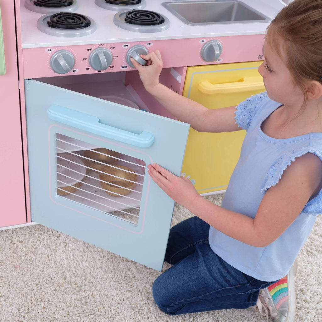 Pastel Wooden Play Kitchen with Play Phone Z1000