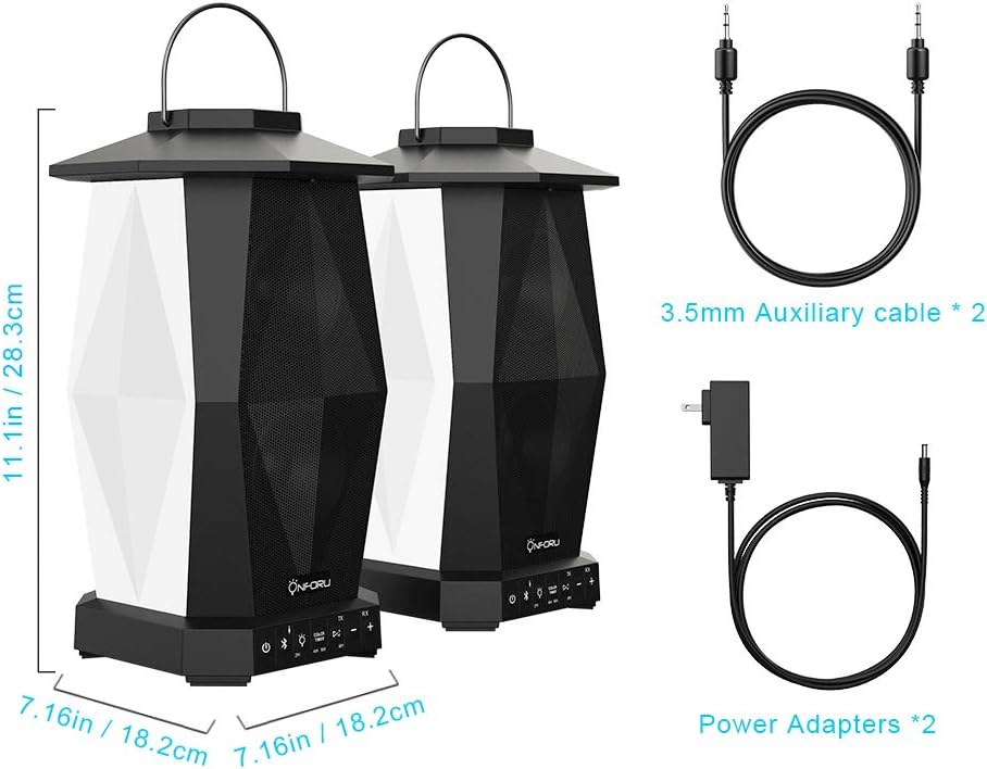 2 Pack 25W Wireless Outdoor Bluetooth Speakers with RGB LED Lights E378