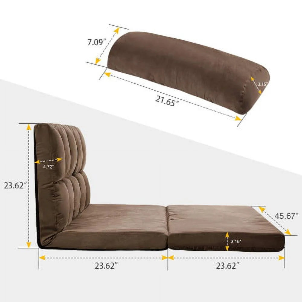 Brown Adjustable Backrest Double Chaise Lounge Sofa V176