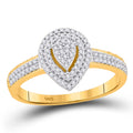 10kt Yellow Gold Diamond Teardrop Cluster Ring 1/4 Cttw K1096