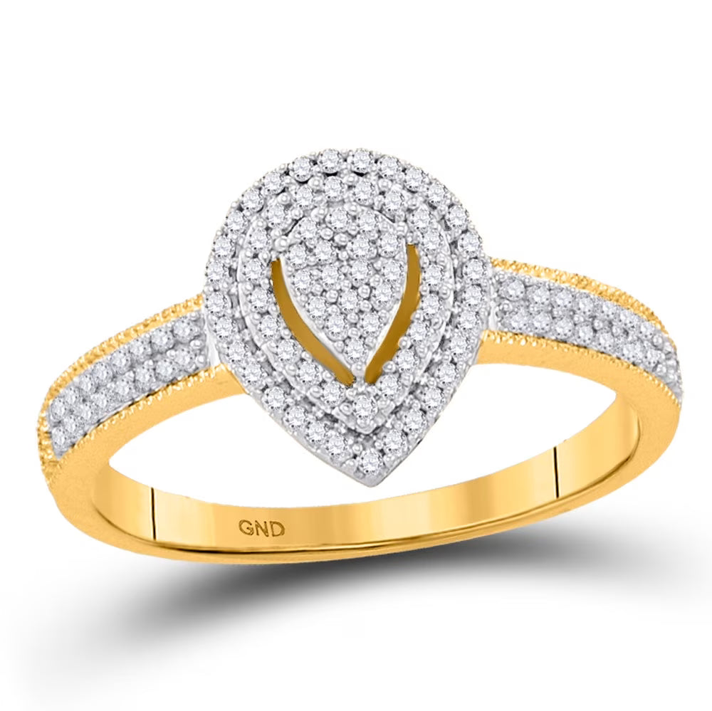 10kt Yellow Gold Diamond Teardrop Cluster Ring 1/4 Cttw K1096