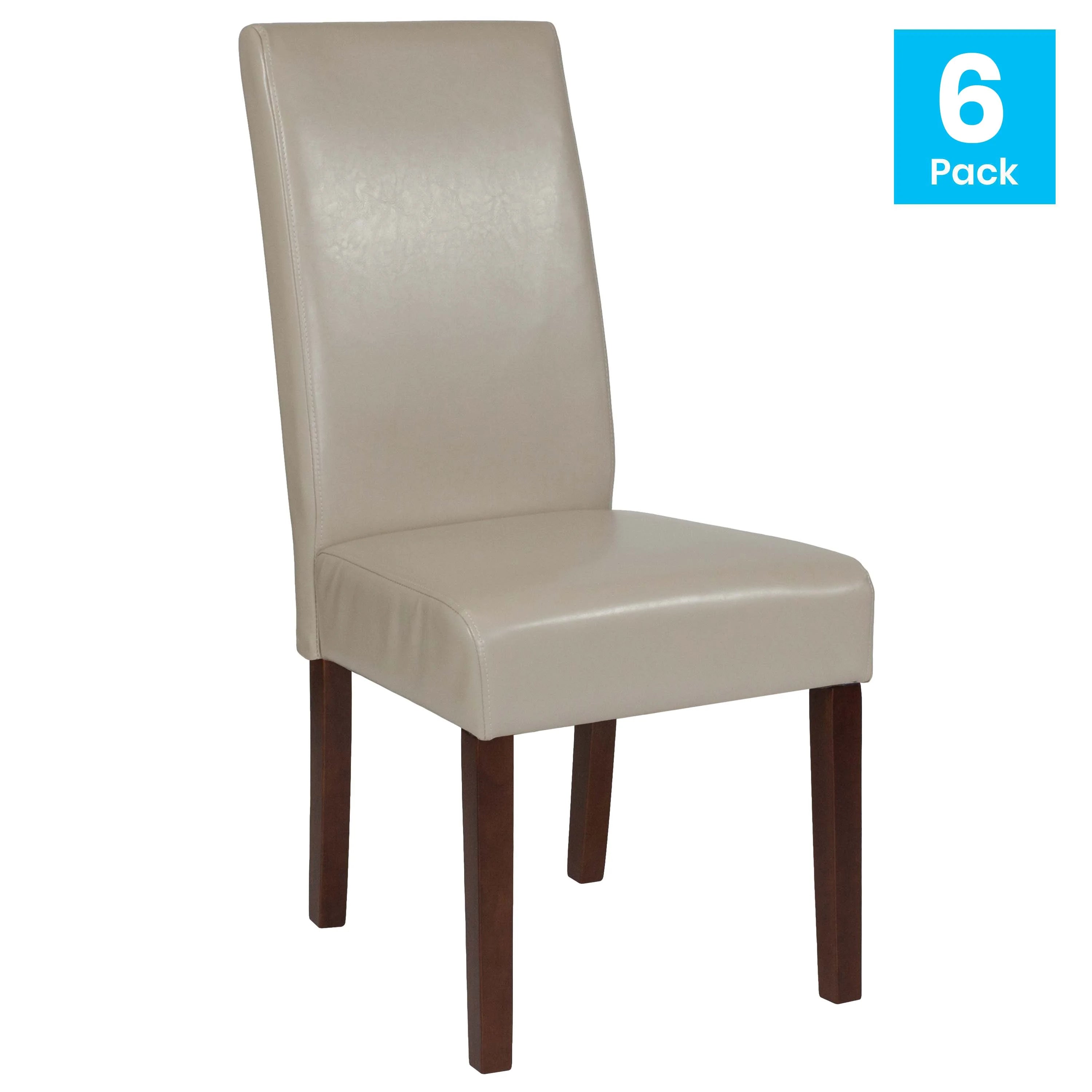 Beige Faux Leather Panel Back Parsons Dining Chair - Set of 6 H613