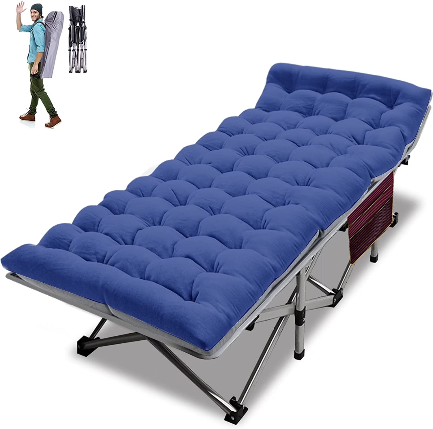 Folding Camping Cot with Cushion & Carry Bag M383131