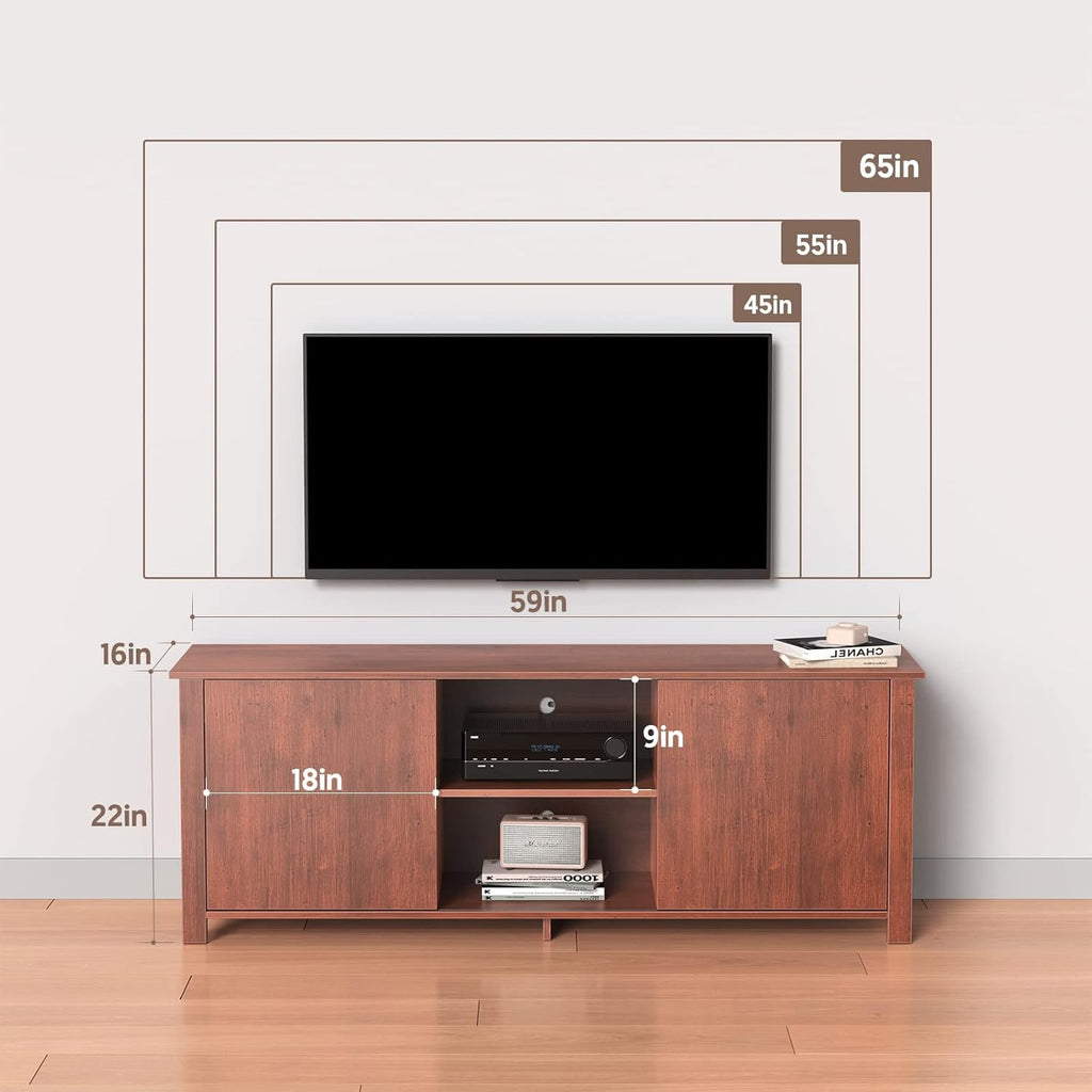 Brown Wood TV Stand with Barn Door E323320